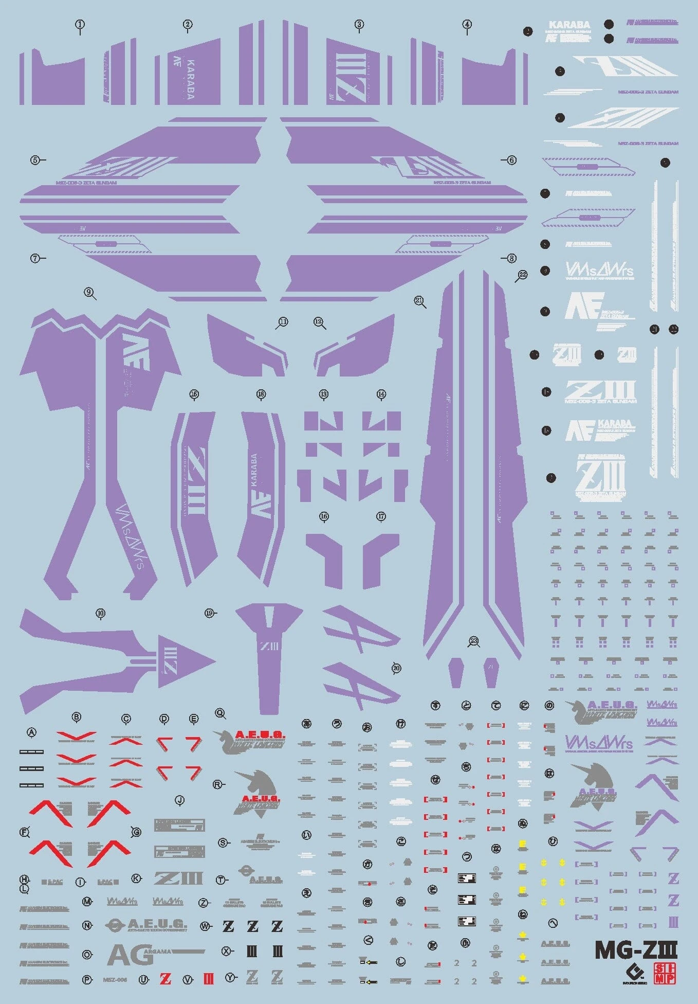 E59 MG Zeta Gundam III (Violet) Decal Sheet 4 E59 MG Zeta Gundam III (Violet) Decal Sheet - Image 2